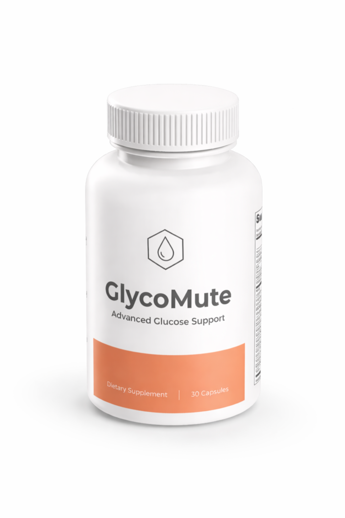 GlycoMute dietary supplement bottle labeled advanced glucose support